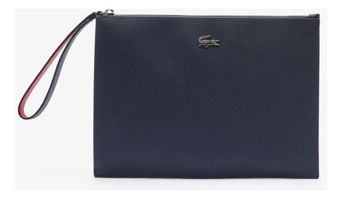 Lacoste Clutch Feminina Anna Em Lona De Piqué Revestido Cor Azul Marinho / Vermelho Tamanho 00