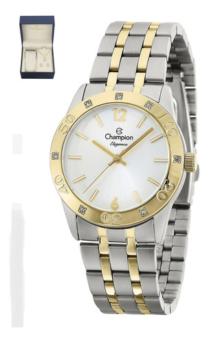 Relógio Champion Elegance Kit Com Brincos E Colar Feminino