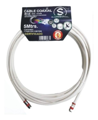 Extension Cable Coaxial Rg6 X 3 Mtrs  Conectores Reforzados