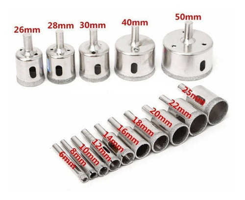 Imagen 2 de 2 de Set Brocas Diamantadas 15 Unidades De 6 - 50 Mm