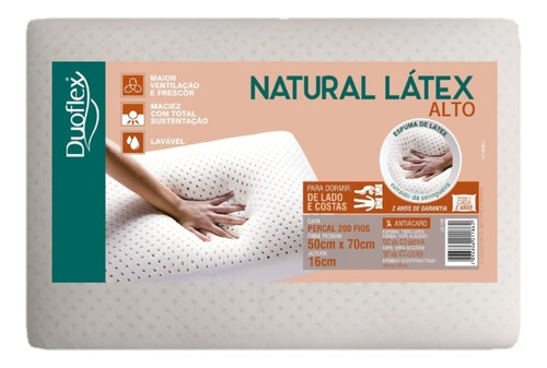  Travesseiro Natural Látex Antiácaro Duoflex 50x70x16