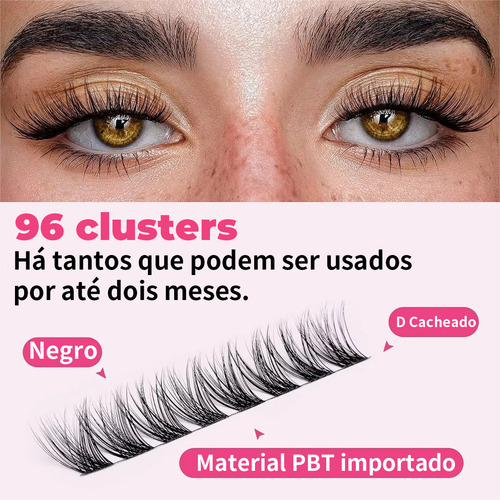 Cilios Volume Brasileiro Conjunto De 96 Cílios Mink Mix, Pacote De Cílios Bonitos E Reutilizáveis, Cílios Naturais Com Um Único Cacho, Presente Festivo Para A Casa, Carnaval De Natal