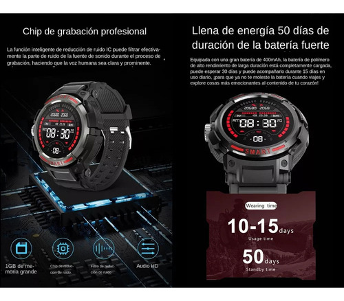 Reloj Inteligente Para Hombre Bluetooth 2 En 1 Con Audífonos