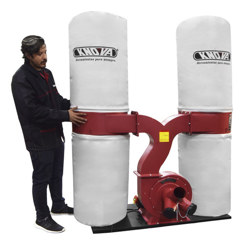 Colector de Polvo y Aserrín 3 HP de dos bolsas KNOVA KN CP-4043B, 240V, 2300 CFM , Portátil con Ruedas, Entrada 6" y 3 Puertos de 4", Uso Profesional ,para Taller de Carpintería