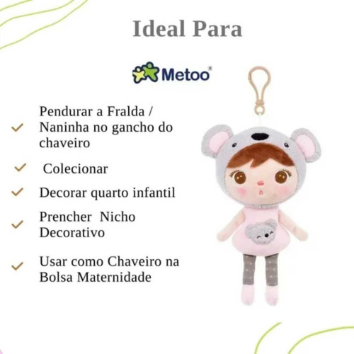 Boneca Metoo Pelúcia Original Bebê Naninha Nicho Quarto Infa