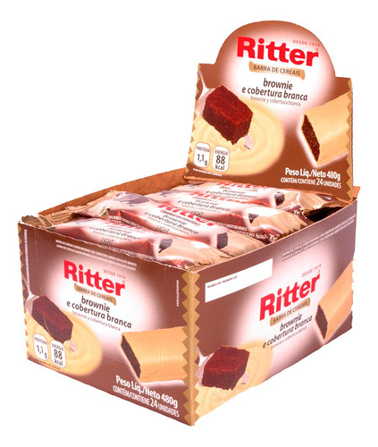 Barra De Cereal Brownie Choc Branco Com 24 Un - Ritter