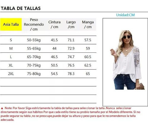 Blusa Elegante De Encaje De Manga Larga Para Mujer