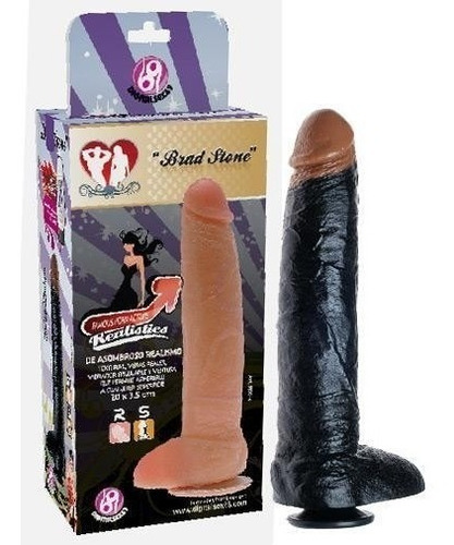 Imagen 2 de 2 de Consolador Realistico Brad Stone 20x3,5cm + Gel Gratis Sex