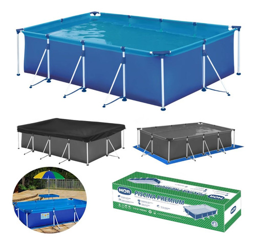 Piscina 5000 Lts + Capa, Forro + Lança Água + Boia De Braço