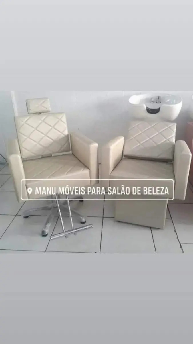 Cadeira E Lavatório Cuba De Porcelana Salo De Beleza Móveis Cor Bege