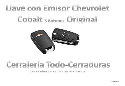 Llave Chevrolet Cobalt Original No Incluye Programación