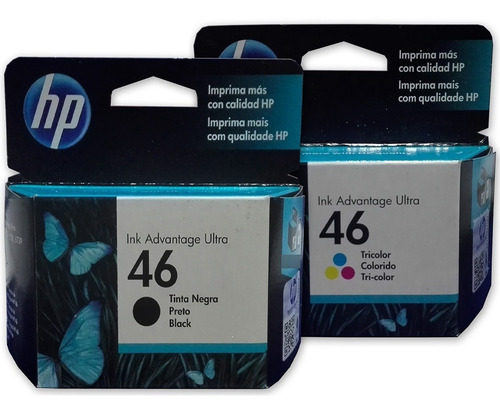 Imagen 1 de 6 de Combo 2 Cartucho Tinta Hp 46 1 Negro Cz637al 1 Color Cz638al