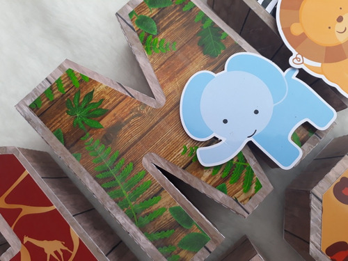 7 Letras 3d Mesa Dulce Animales De La Selva 20 Cm