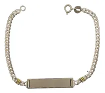 Comprar Pulsera Plata 925 Y Oro De Identidad Groumet 4mm Grabada