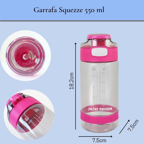 Imagem 4 de 6 de Garrafinha Squezze Infantil 550 Ml Escolar Agua Suco Meninas