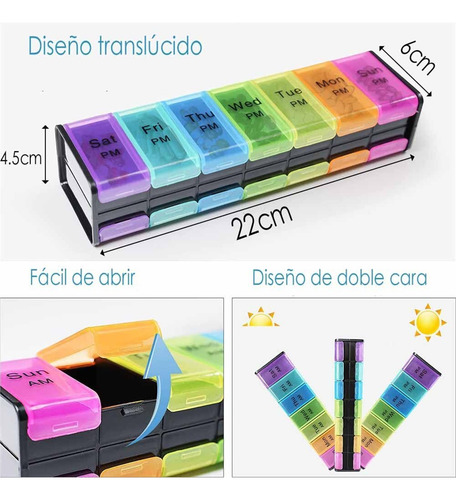 Organizadores Píldoras Semanal Pastillero Viaje Impermeable