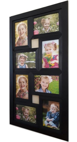 Painel De Fotos Quadro Para 8 Fotos 10x15 Com Vidro Preto