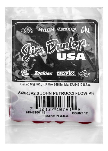 12 Plumillas Dunlop John Petrucci Guitarra,2.0mm 548rjp200