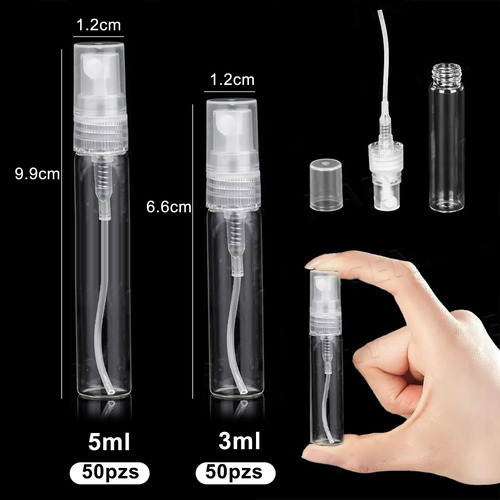 100pcs 5ml+3ml Mini Botellas Spray Perfume Plásticos