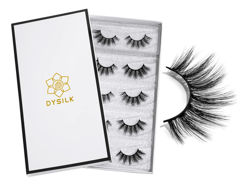 Dysilk Pestanas Postizas Naturales, Pestanas De Vison, 5 Par