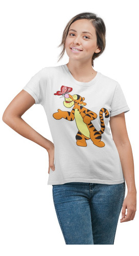 Playera Algodon Premium:  Tigger Mariposa 