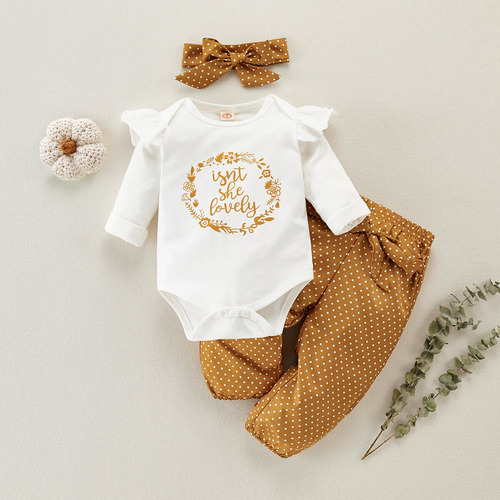Conjunto De Mamelucos Estampado Verano Pantalón De Bebé Niña Blanco 0-3 M