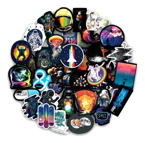 50 Stickers Calcomanias Cool Astronauta Nasa Piloto Planeta
