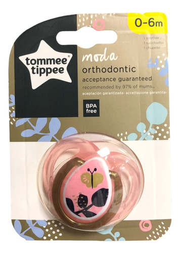 Chupete Tommee Tippee X1 Unidad Moda 0-6m Y 6-18m Orthodonti Color Rosa