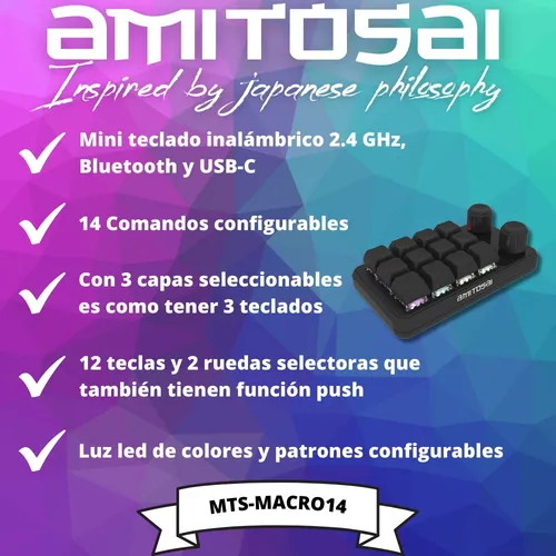 Amitosai Mini Teclado Bt Programable 3 Capas Led
