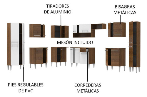 Armario Esquinero Completo 513cm Emilly Big Madesa 02 Color Marrón/Blanco