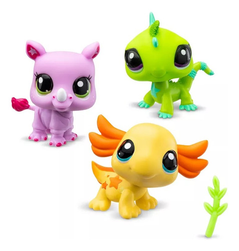 Littlest Pet Shop, Ajolote, Rinoceronte, Iguana - 3 Pcs 