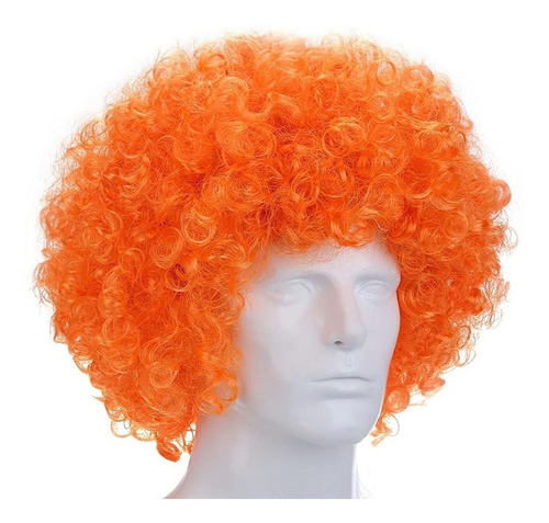 Peluca Afro De Fantasía Naranja Ideal Para Carnaval !! Tamaño de la base Ajustable