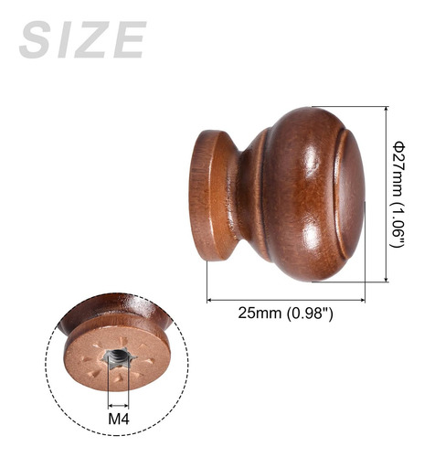 Perilla De Cajón De Madera Redonda De Metalixidad, (27 Mm De