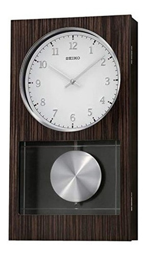 Reloj De Pared Seiko Moderno De Madera Oscura Con Pendulo Y