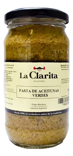 Packx12u-pasta De Aceitunas Verde- La Clarita X300g (kosher)