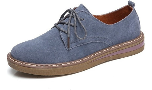 Zapatos Oxford De Cuero Pequeños Con Punta Redonda De Gamuza