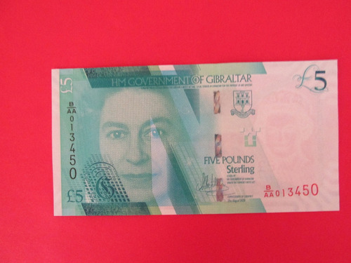 Billete Gibraltar 5 Libras Colonia Britanica Año 2020 Escaso