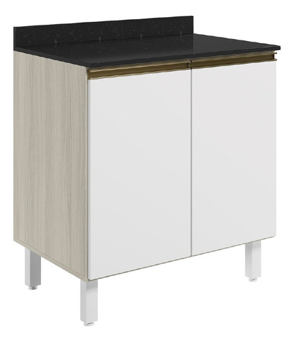 Mueble De Cocina Bajo Mesada 4 Patas 2 Puertas 80cm Color Blanco