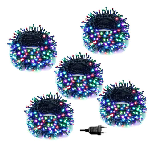 Pack5 Luz Arbol Luces Color 100 Led Cosas Decoracion Navidad