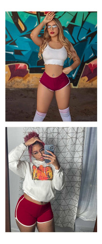 Pantalones Cortos De Cadera Sexy Elásticos Para Mujer