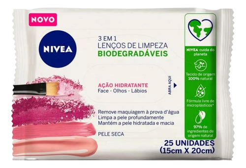 Lenços De Limpeza 3 Em 1 Pele Seca Nivea Ação Hidratante