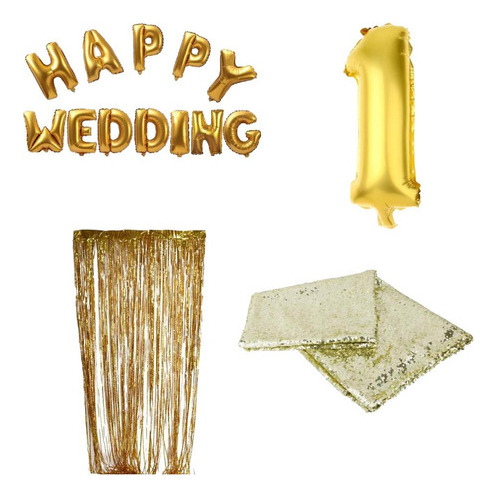 Cortina De Ventana Con Lentejuelas, Mantel Happy Wedding Hel