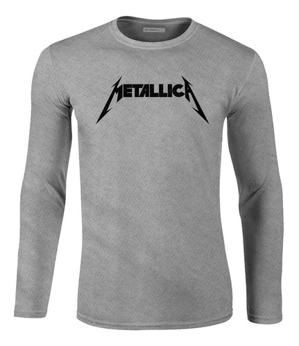 Camiseta Manga Larga Metalica Logo Metal Rock Banda Eol