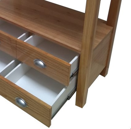 Imagen 2 de 6 de Vanitory Tono Miel 82cm X 38 4 Cajones Telescopicas Fichero