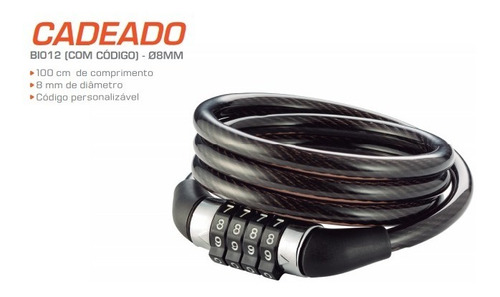 Cadeado Com Senha Para Bike 8mm De Diâmetro Aço/silicone