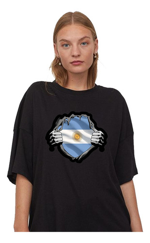 Remera Argentina Logo Manos Personalizada Algodón Unisex