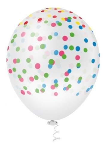 Balão Bexiga Clear Estampa Confete Tam 10  Pic Pic 4u Festas