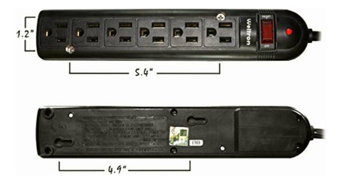 Weltron 6 Tomas De Corriente Negra Con Protector De