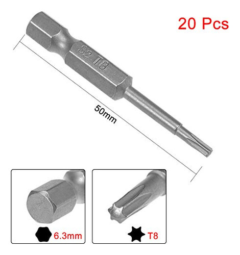 Juego De 20 Puntas Magnéticas De Destornillador Torx T8,