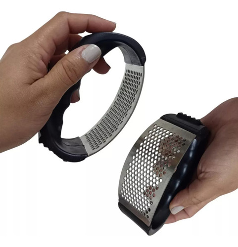 Prensa Picador De Ajo Triturador Manual Acero Inoxidable Negro